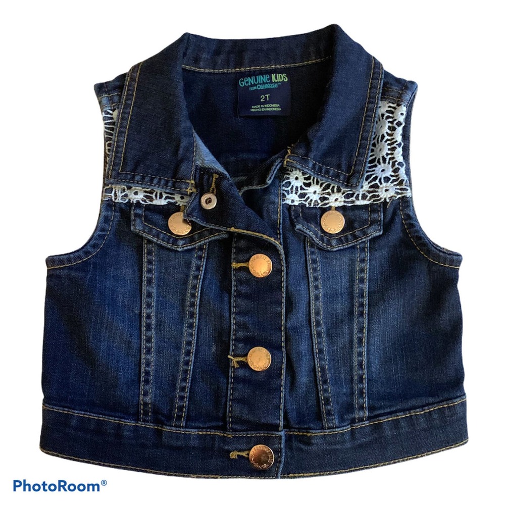 Denim And Lace Button Up Vest - Genuine Kids from Oshkosh